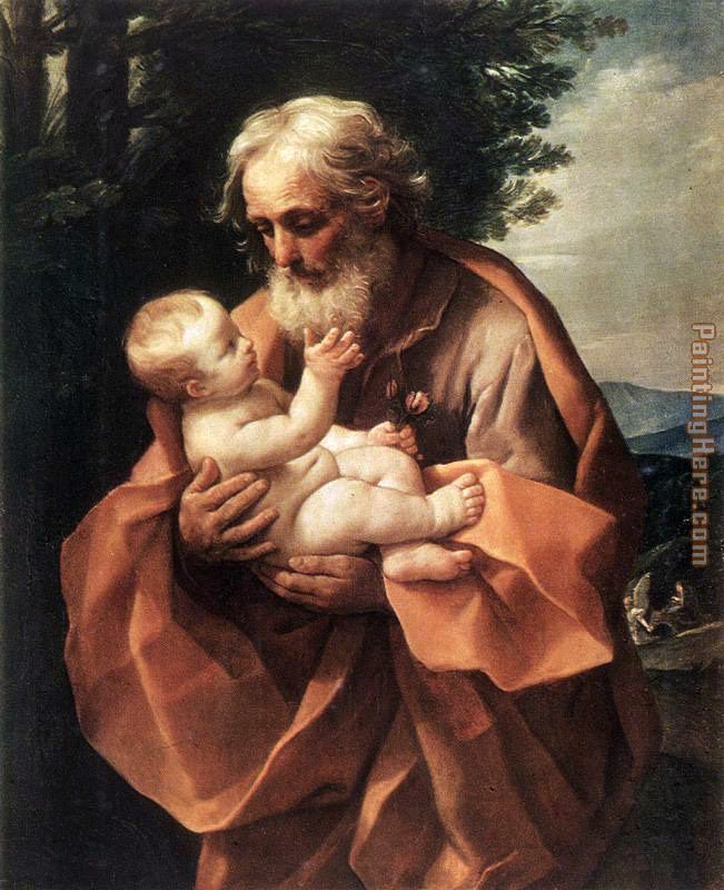 St Joseph with the infant Jesus painting - Guido Reni St Joseph with the infant Jesus art painting